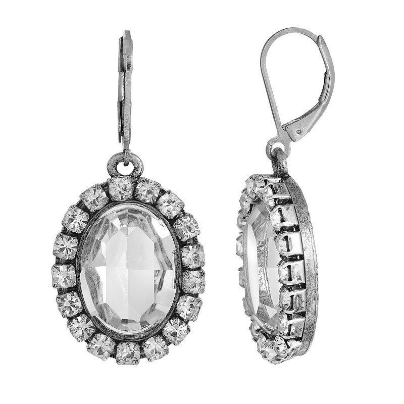 1928 Jewelry Silver Tone Crystal Rimmed Earrings Product Image