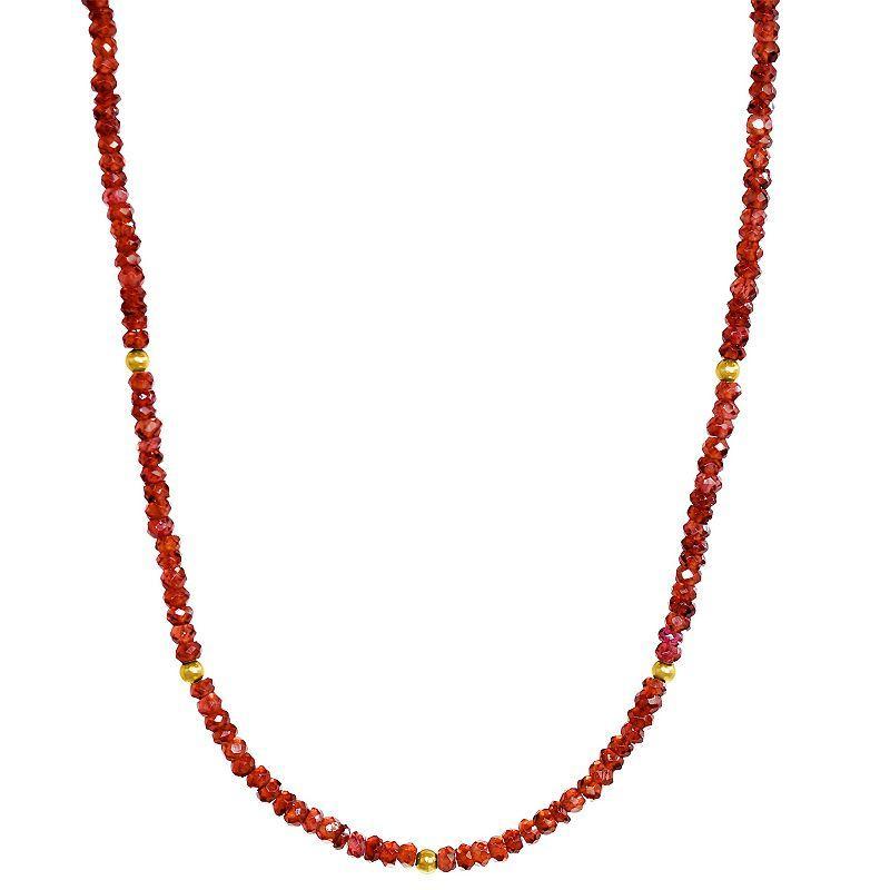 Jewelmak 14k Yellow Gold & Garnet Necklace, Womens 14k Gold Product Image