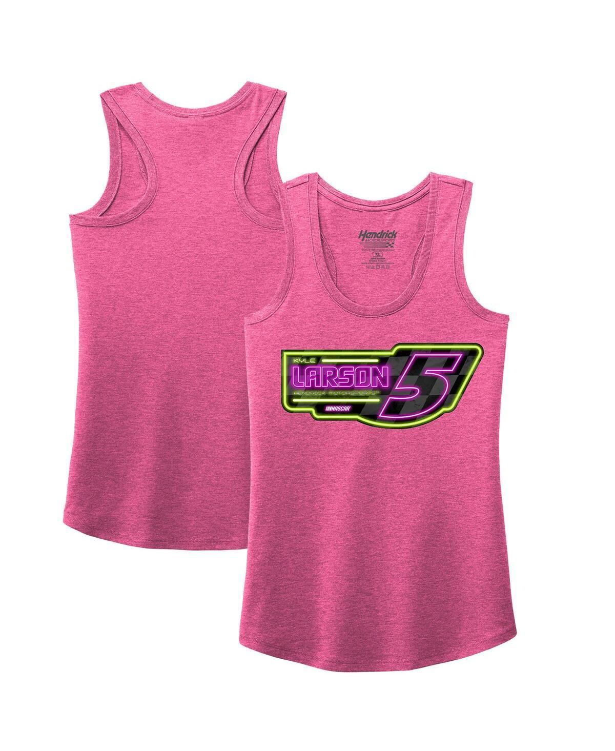 Womens Hendrick Motorsports Team Collection Pink Kyle Larson Tri-Blend Racer Back Tank Top Product Image