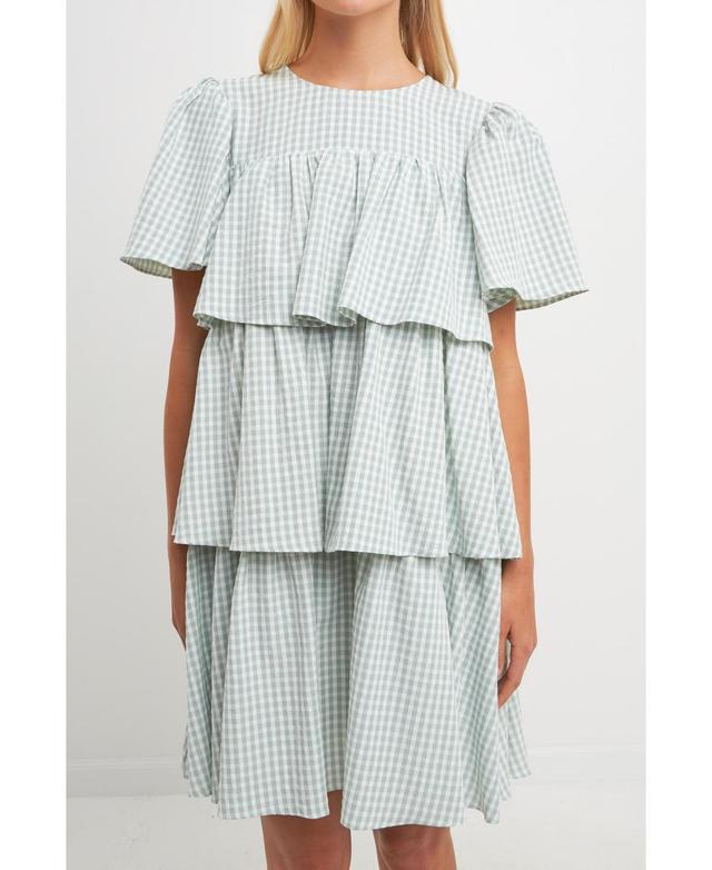 English Factory Gingham Print Tiered Dress Product Image