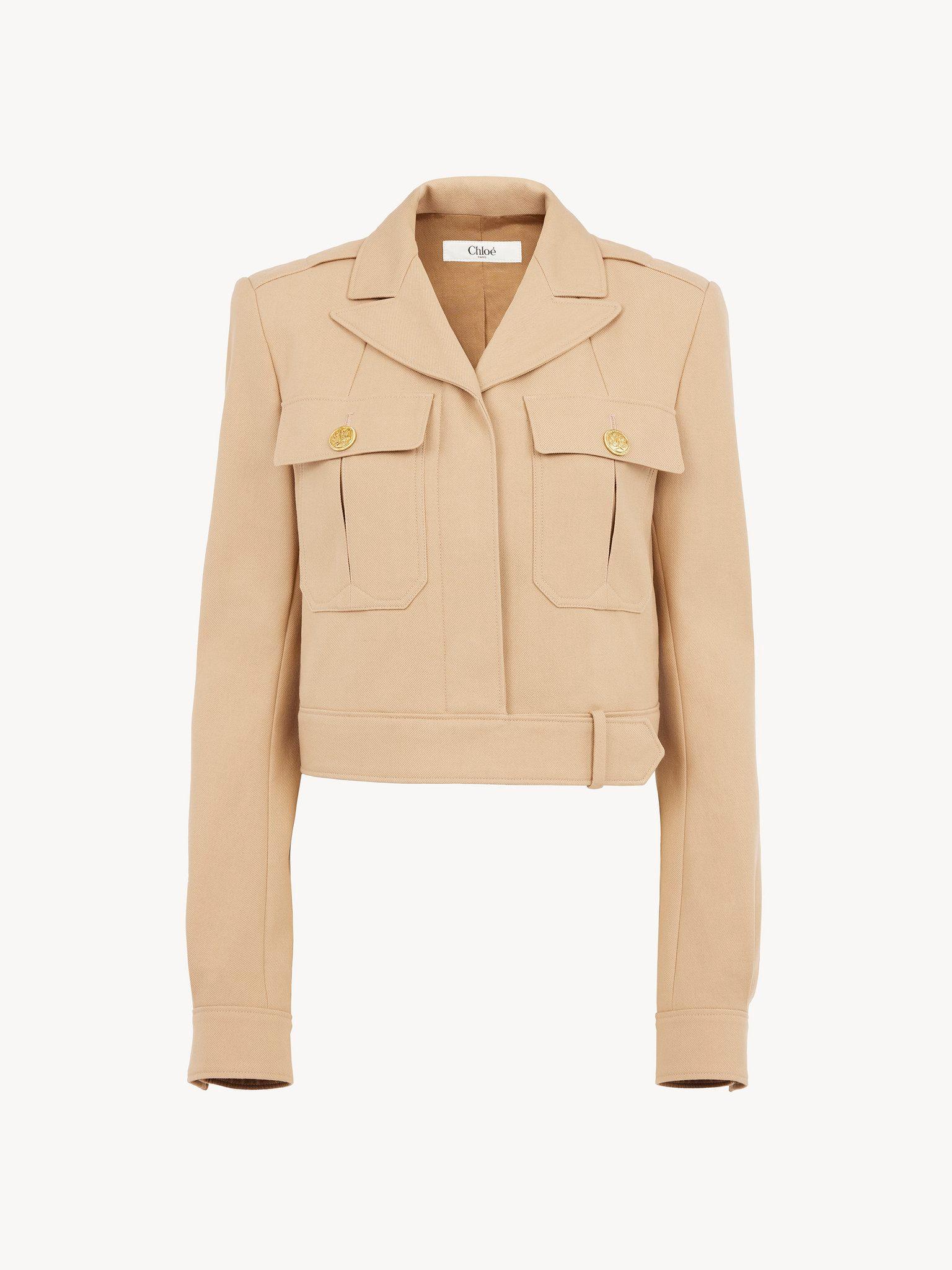 Cropped saharienne jacket in cotton drill Product Image