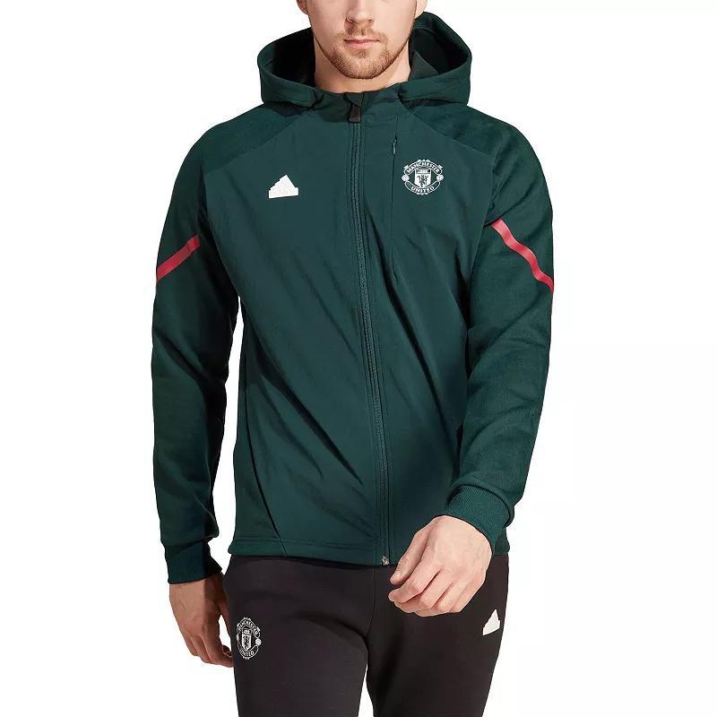 Mens adidas Green Manchester United Designed for Gameday Raglan Full-Zip Hoodie Jacket Product Image