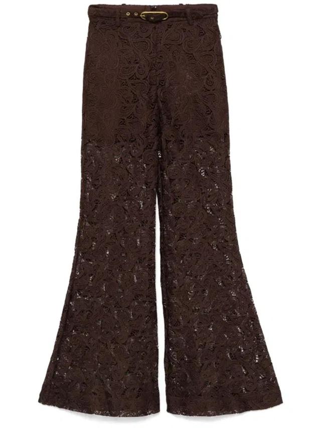 ZIMMERMANN Illustration Lace Trousers In Brown Product Image