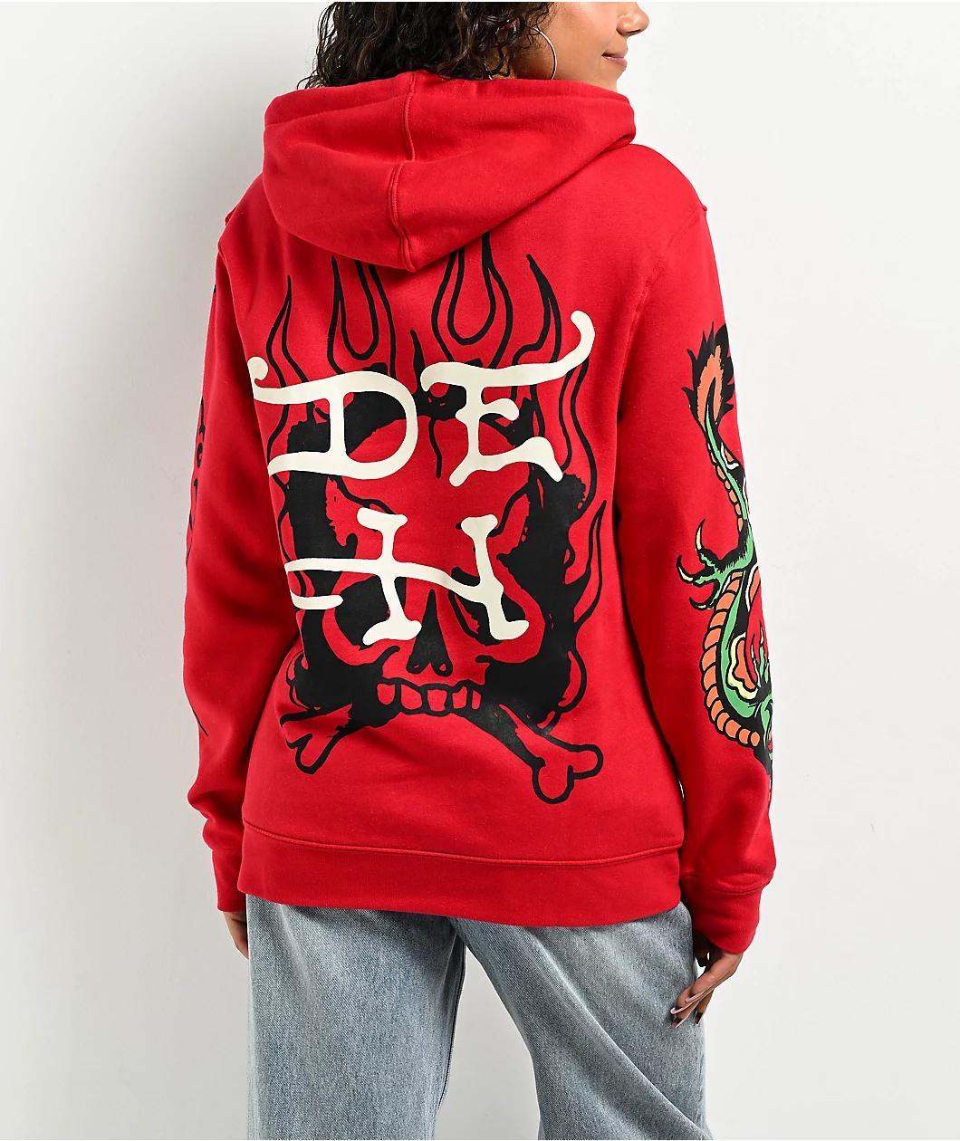 Ed Hardy Flame Cobra Red Hoodie Product Image