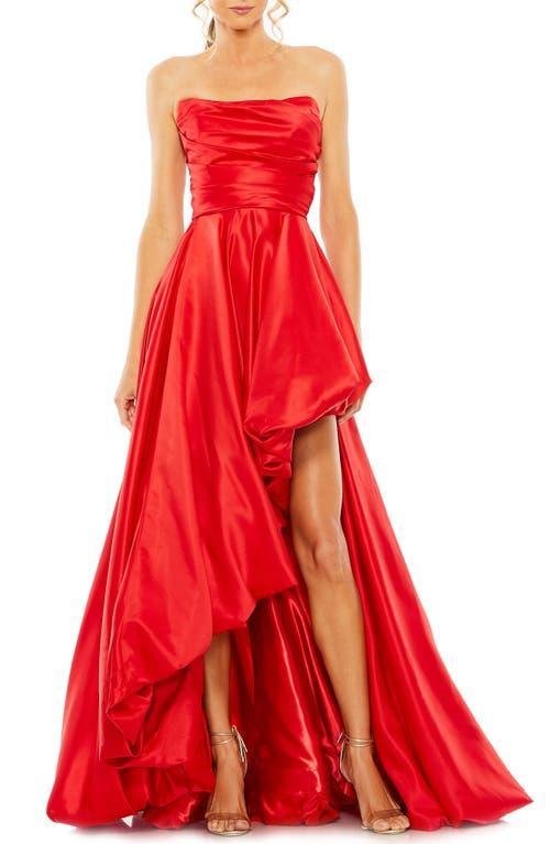 Womens Strapless High-Low Satin Gown Product Image