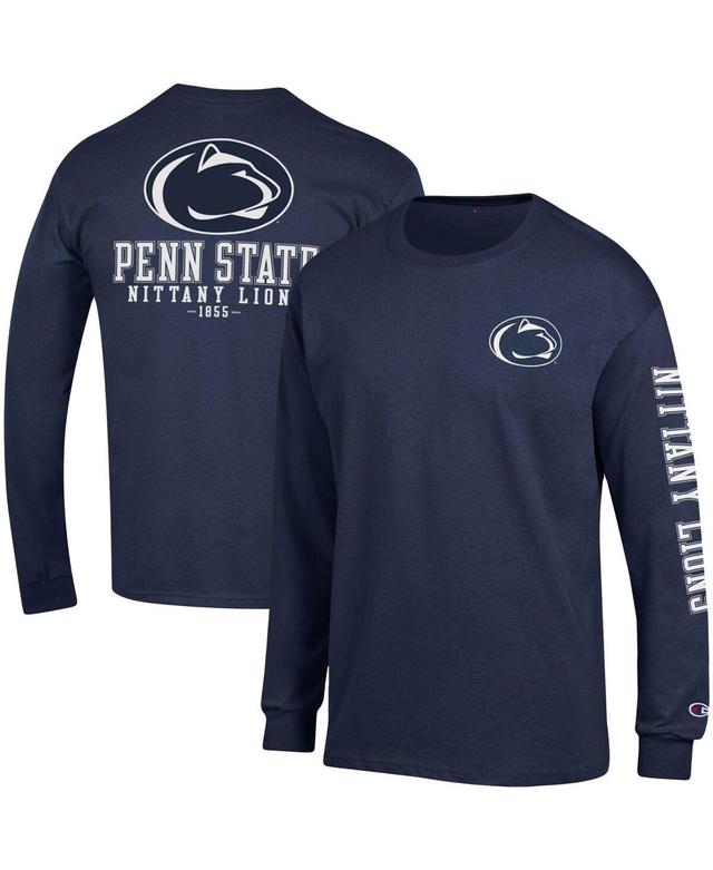 Mens Champion Navy Penn State Nittany Lions Team Stack Long Sleeve T-shirt Product Image