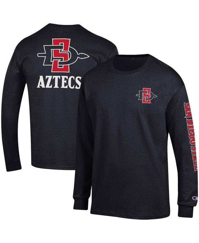 Mens Champion Black San Diego State Aztecs Team Stack Long Sleeve T-Shirt Product Image