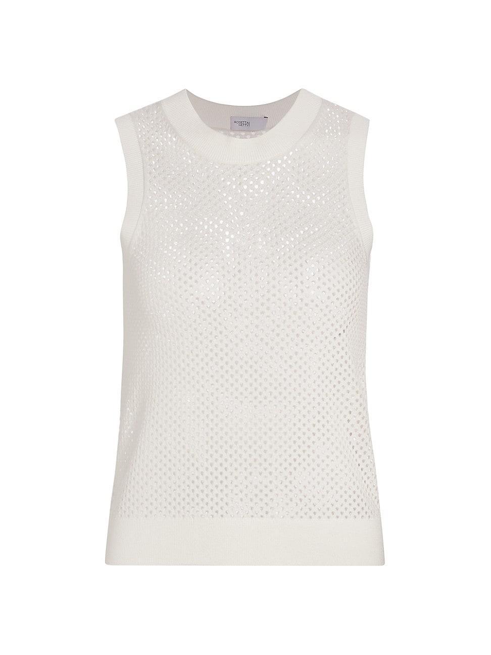 Womens Mesh Pointelle Sleeveless Sweater Product Image