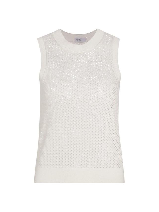 Womens Mesh Pointelle Sleeveless Sweater Product Image