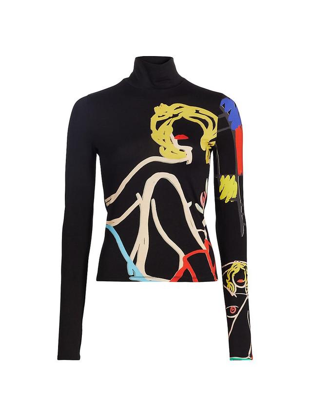 Womens Tom Wesselmann x Alice + Olivia Delaina Printed Turtleneck Top Product Image