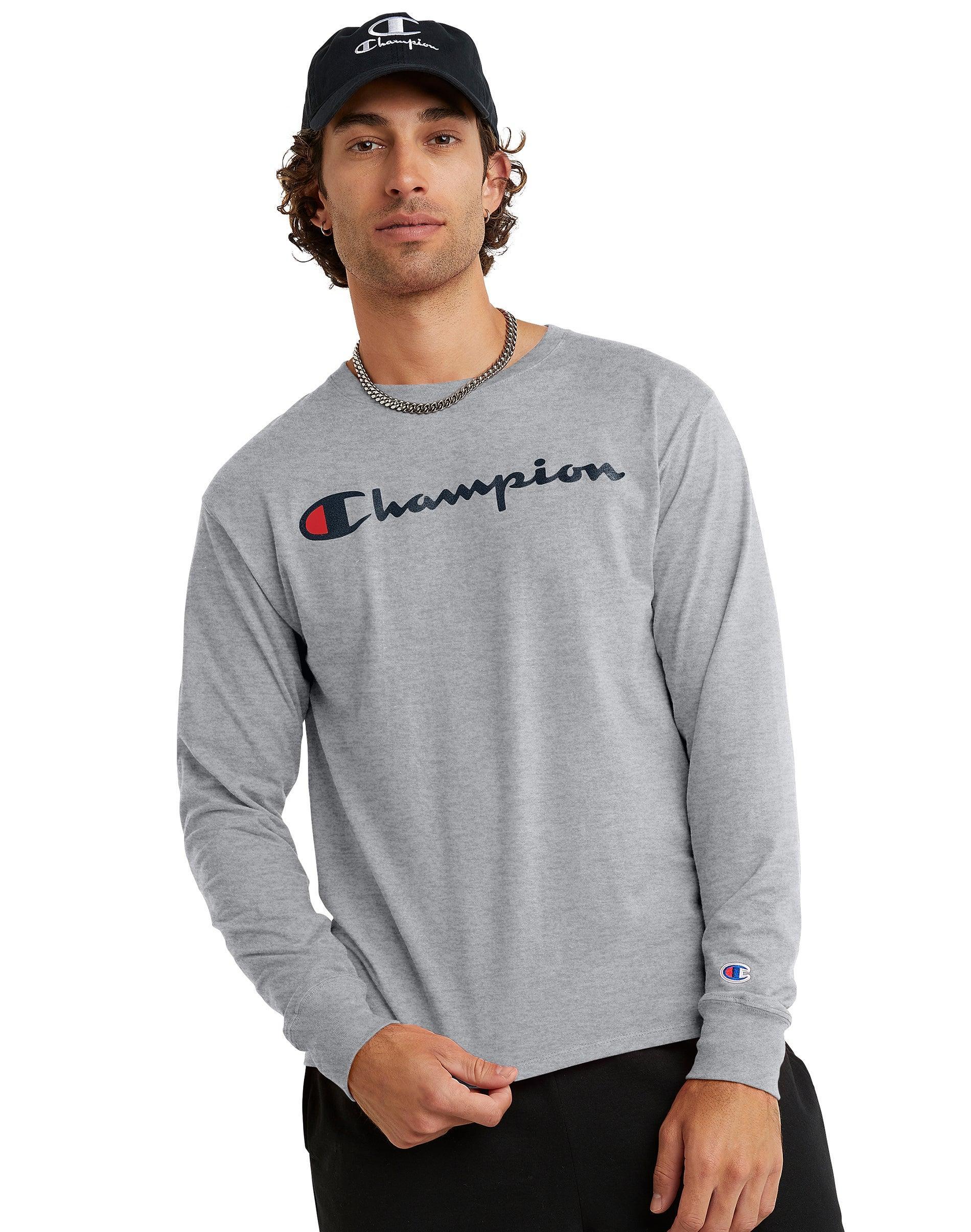 Mens Champion Classic Long Sleeve T-Shirt, Graphic Logo Black XS Product Image