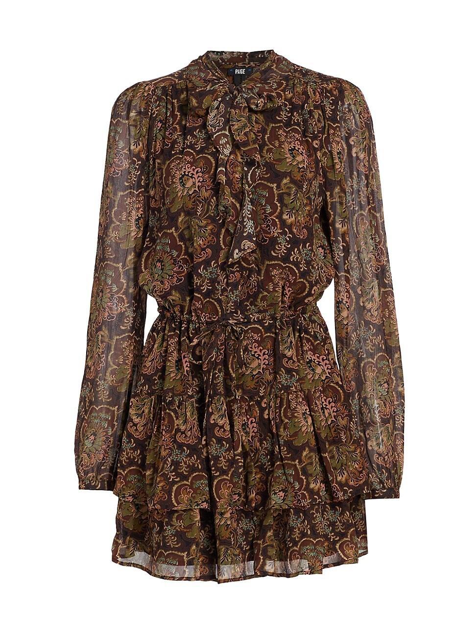 PAIGE Elias Floral Long Sleeve Silk Dress Product Image