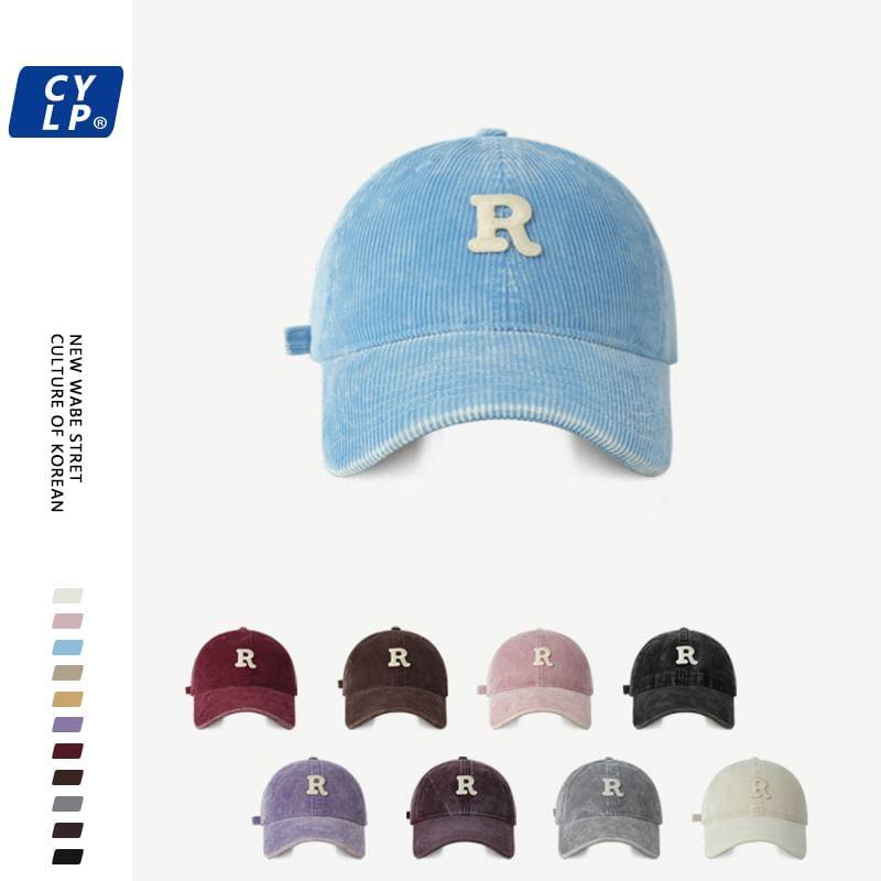 Lettering Applique Corduroy Baseball Cap Product Image