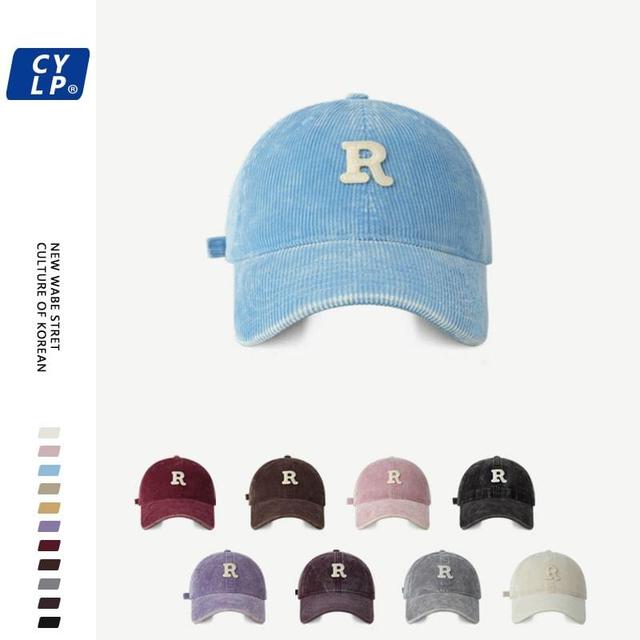 Lettering Applique Corduroy Baseball Cap Product Image