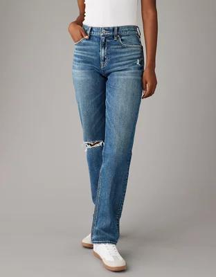 AE Stretch Super High-Waisted Ripped Straight Jean product image