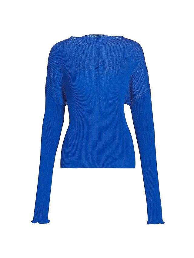 Womens Glossy Knit Funnel Neck Top Product Image