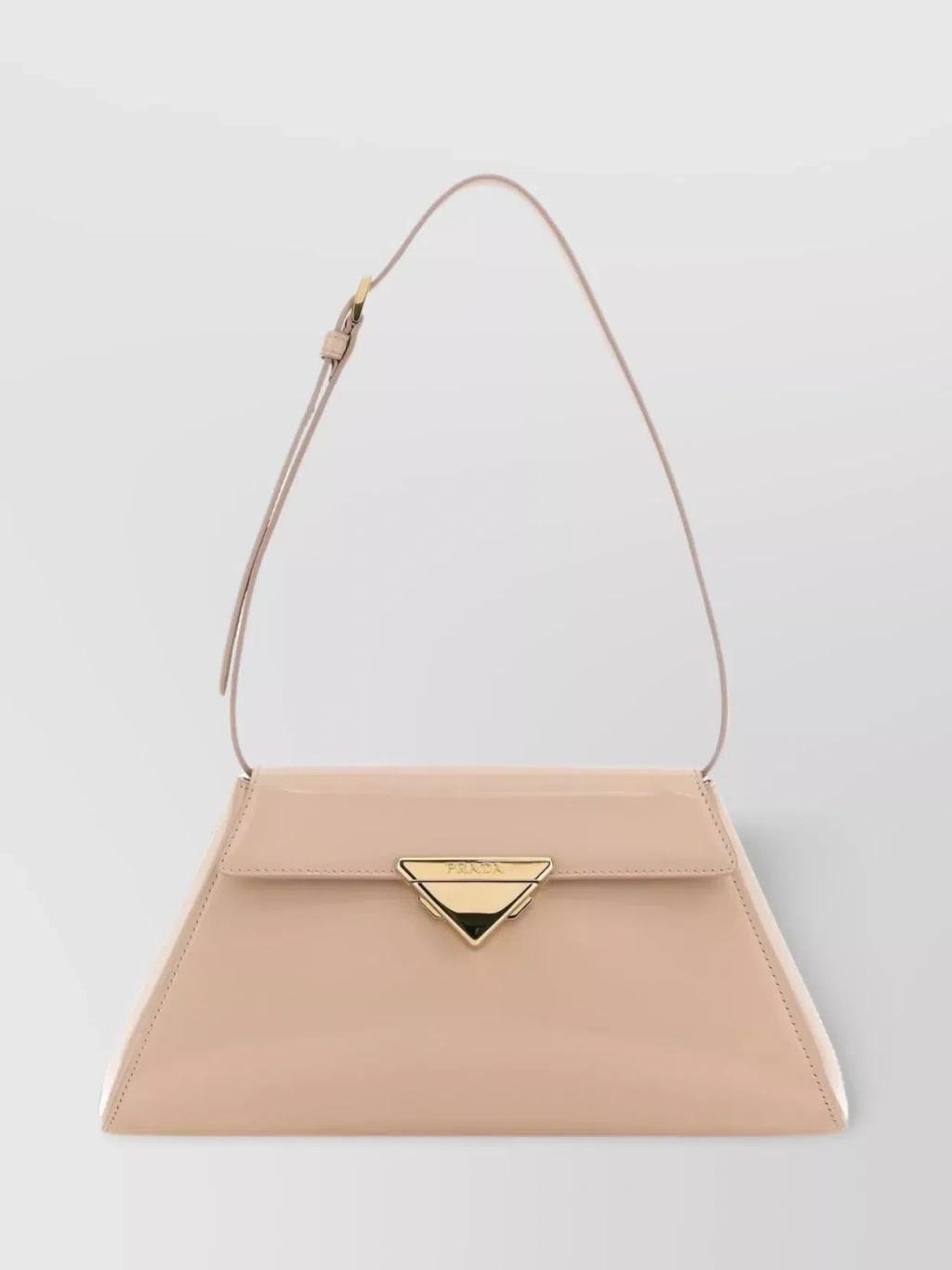 Fold-over Top Leather Shoulder Bag In Cream product image