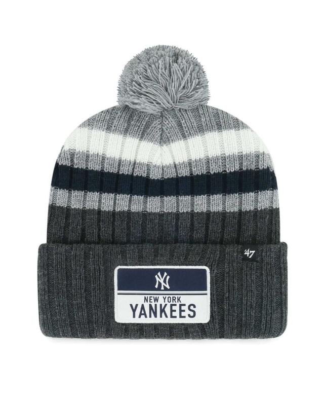 Mens 47 Gray New York Yankees Stack Cuffed Knit Hat with Pom Product Image