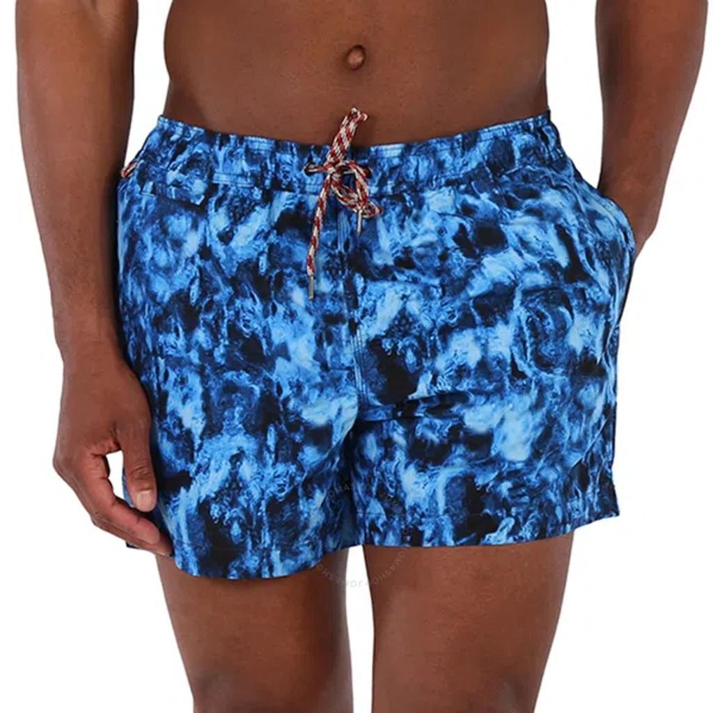 Men's Midnight Navy Greenford Ripple Print Swim Shorts In Blue Product Image