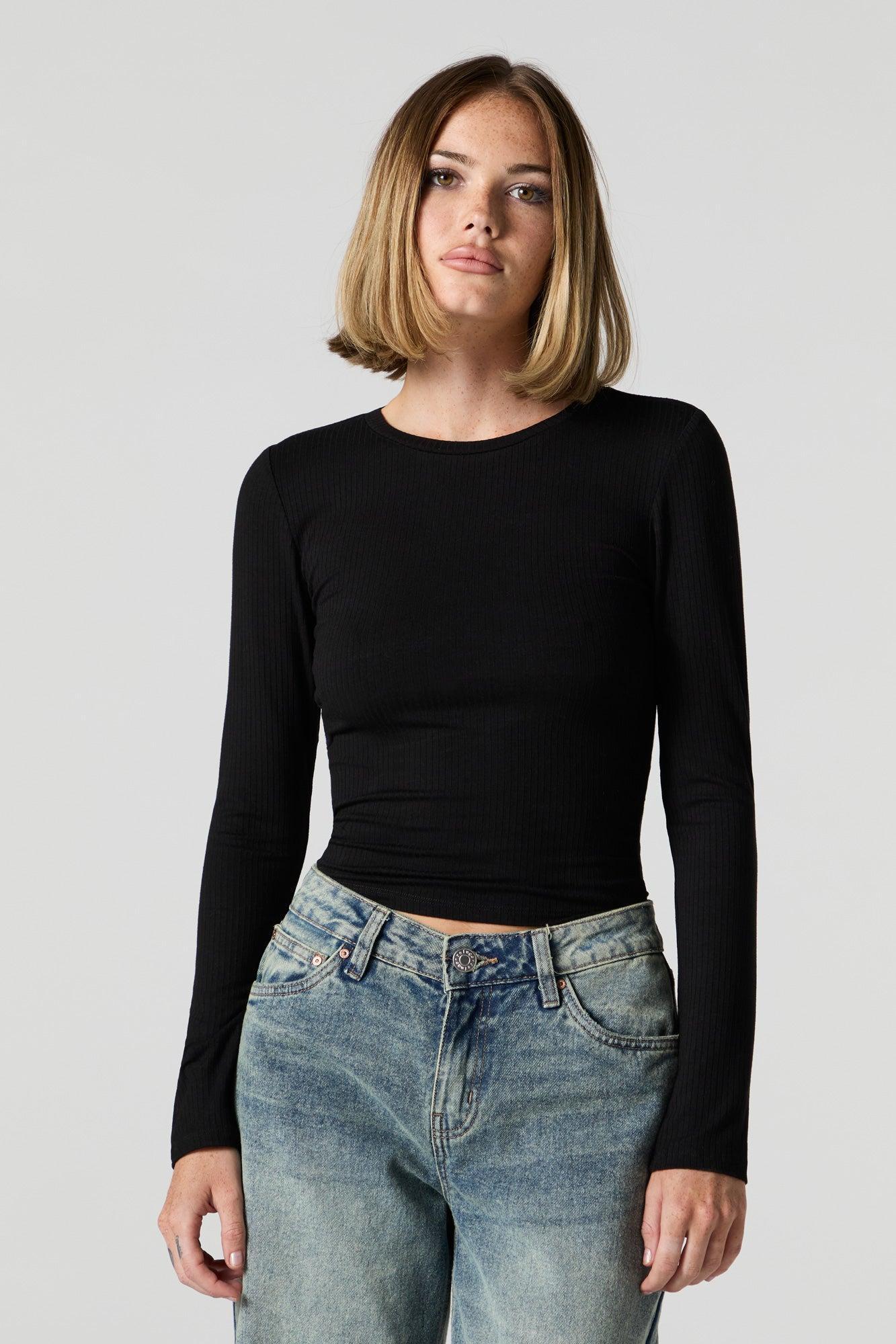 Ribbed Crewneck Long Sleeve Top Female product image