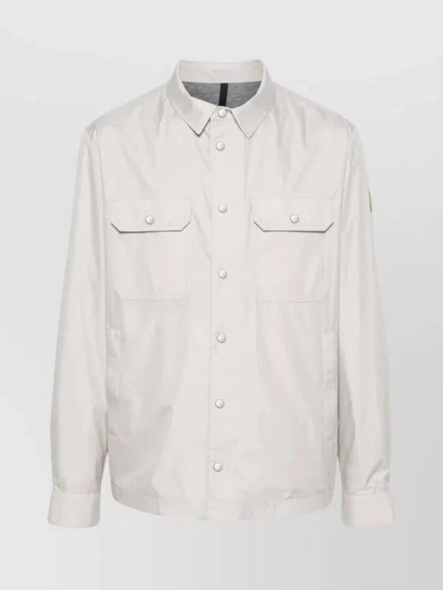 Collared Blazer With Straight Hem And Chest Pockets In White Product Image