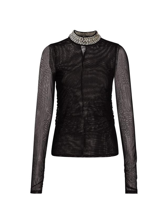 Cinq  Sept Mock Neck Mesh Shirt Product Image