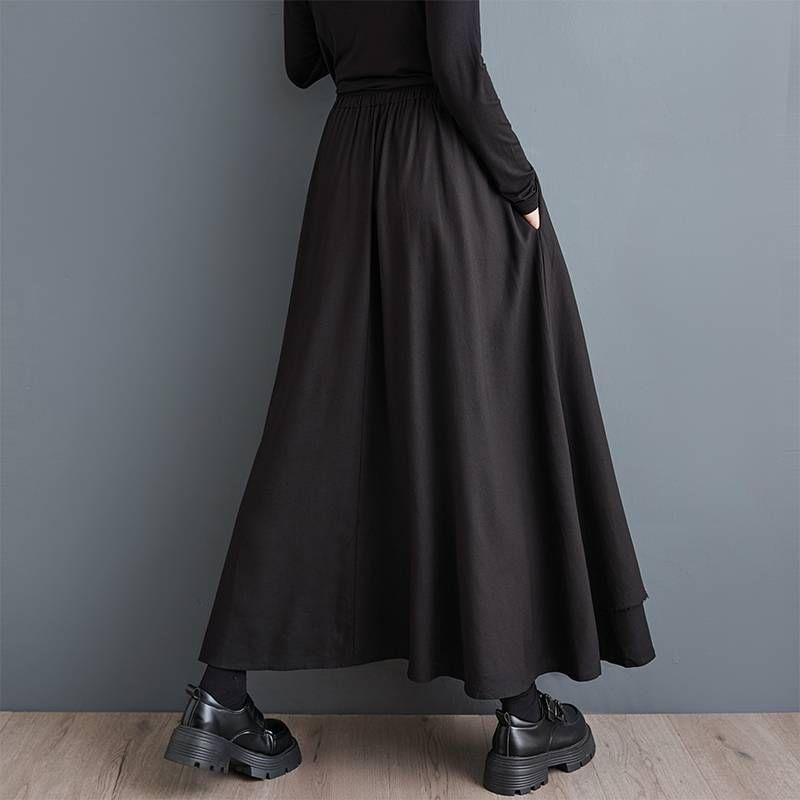 High Rise Flower Embroidered Asymmetrical Maxi A-Line Skirt Product Image