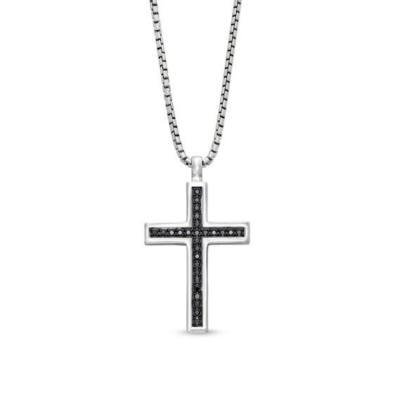 Vera Wang Men 1/2 CT. T.w. Black Diamond Cross Pendant in Sterling Silver - 22" Product Image