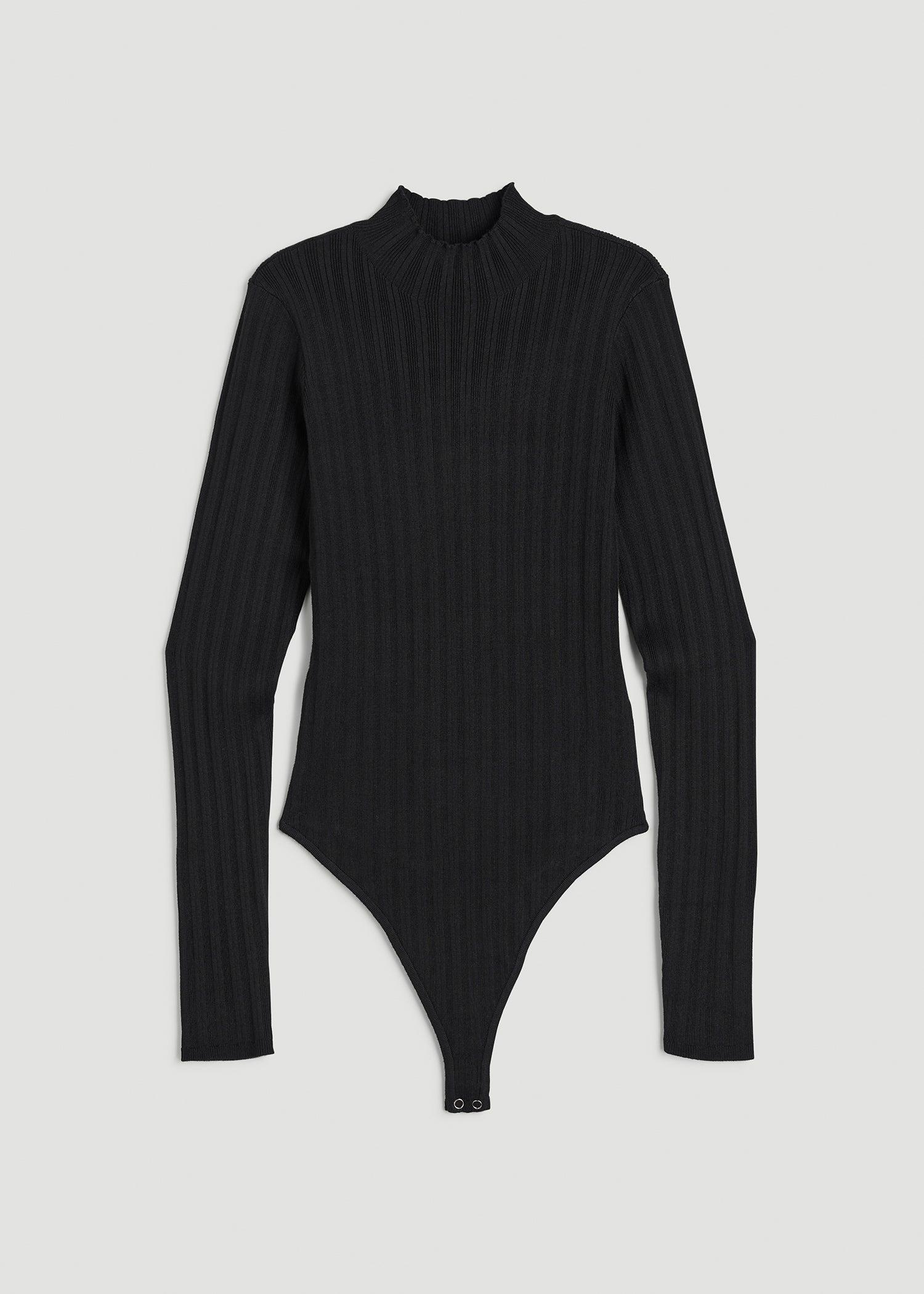 Mock Neck Sweater Bodysuit for Tall Women in Black Female Product Image