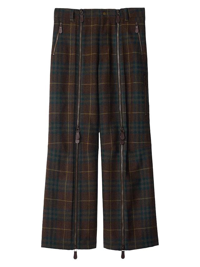 Mens Zip Plaid Wool Trousers Product Image