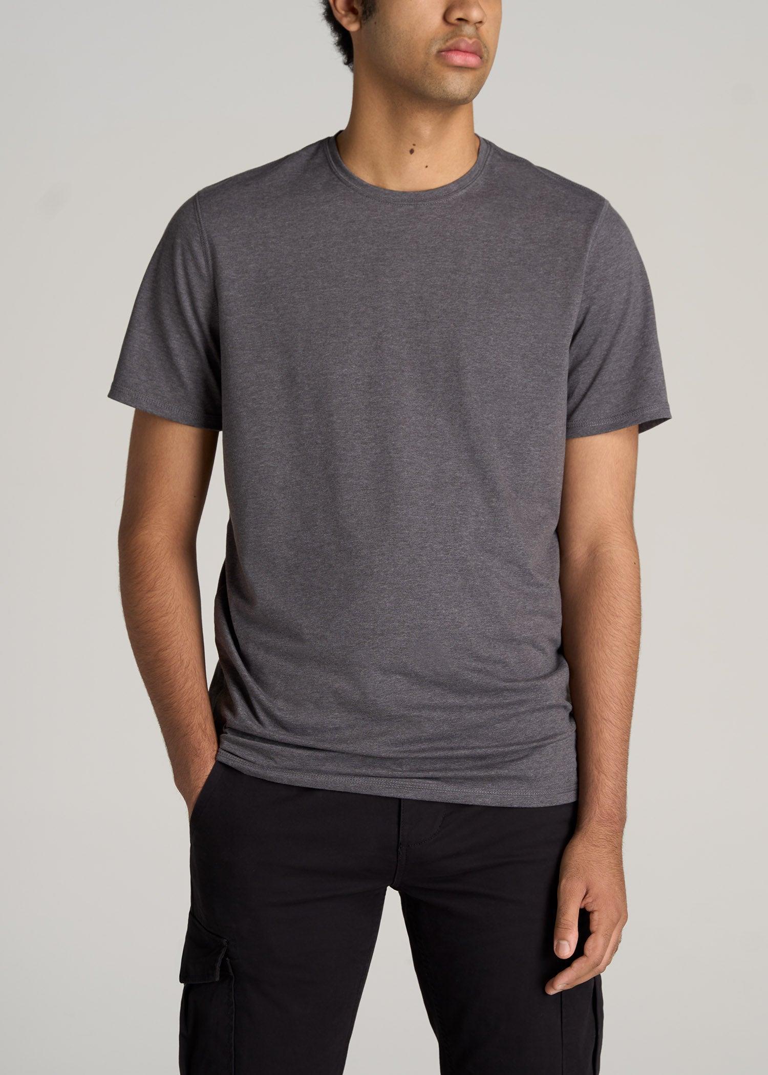 The Essential REGULAR-FIT Crew-Neck Men's Tall Tees in Charcoal Mix Male Product Image