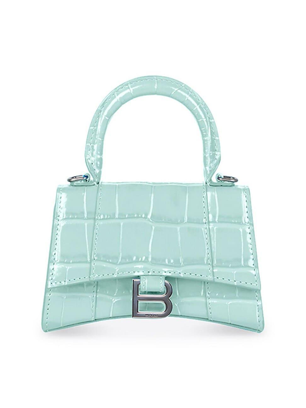 Womens Hourglass Mini Handbag With Chain Crocodile Embossed Product Image