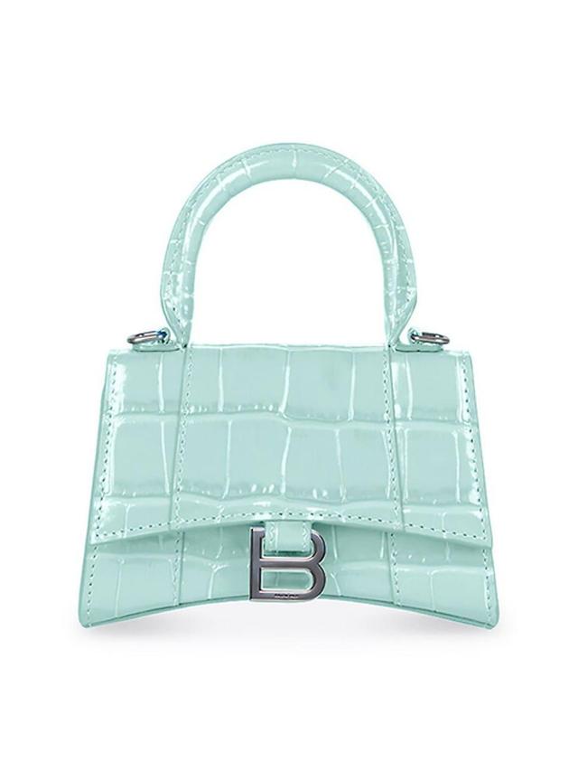 Womens Hourglass Mini Handbag With Chain Crocodile Embossed Product Image