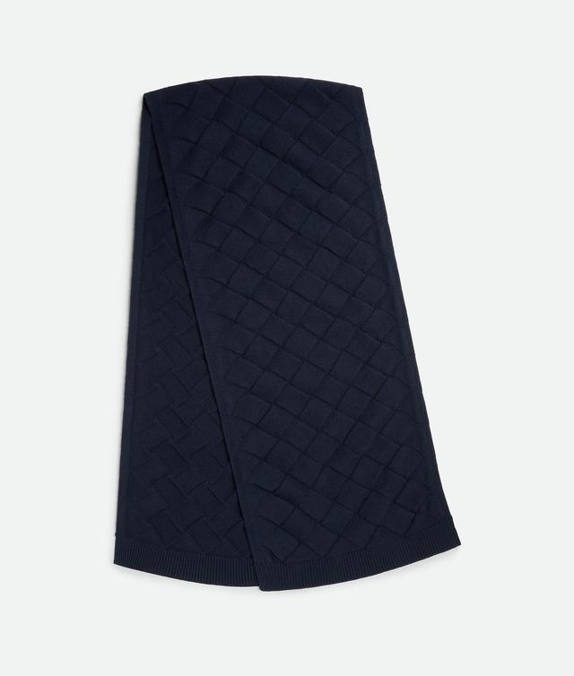 Men's Intreccio Wool Scarf in Navy Product Image