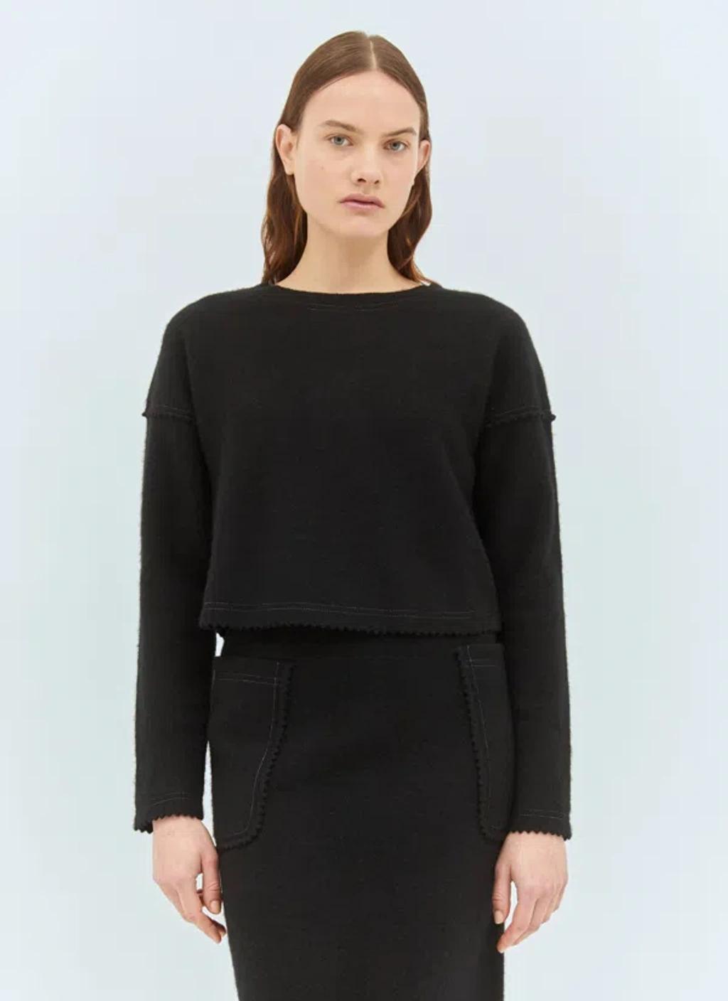 MAX MARA Wool And Cashmere Cropped Sweater In Black Product Image