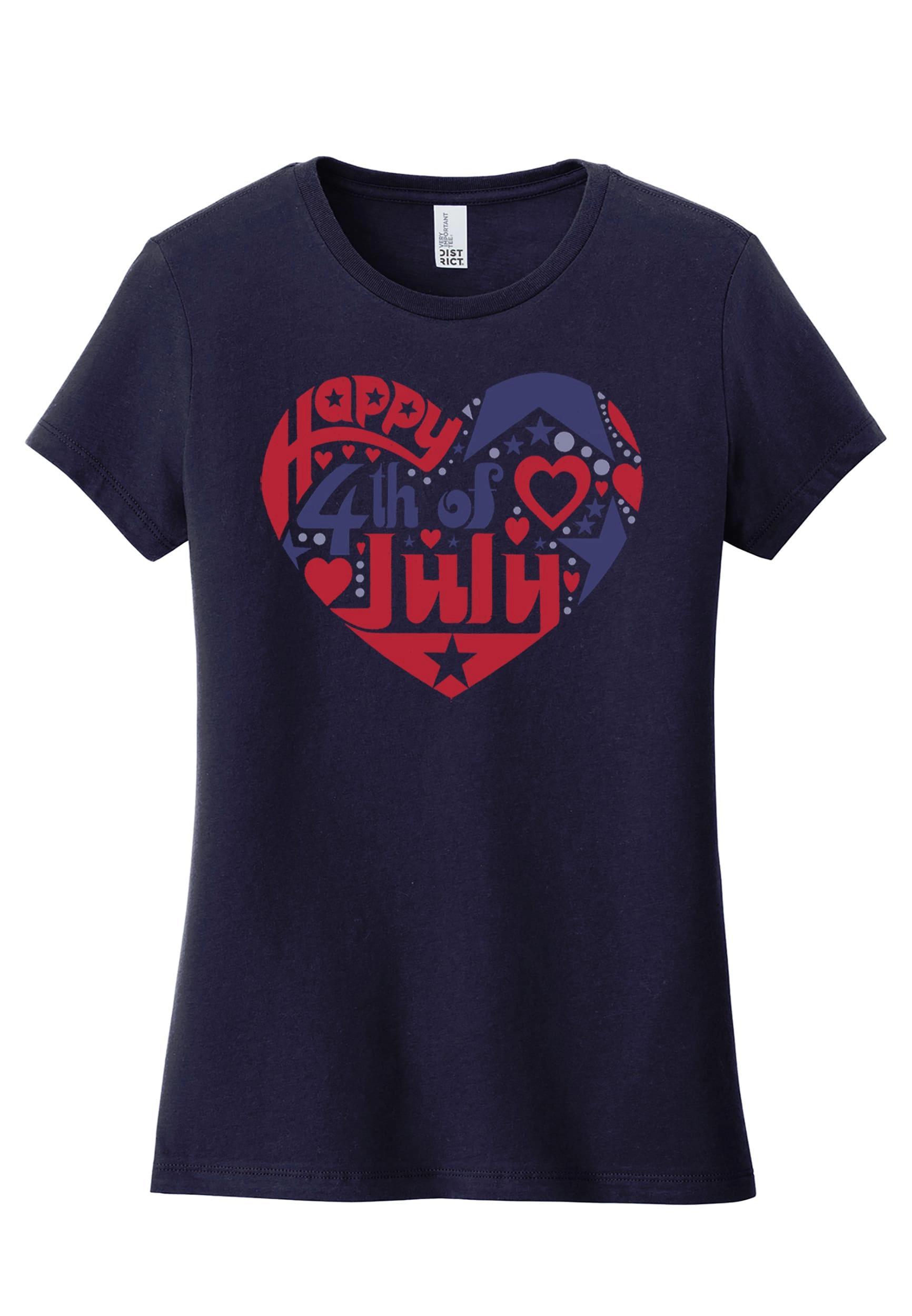 LA Pop Art Women's Word Art July 4th Heart Graphic Tee  Product Image