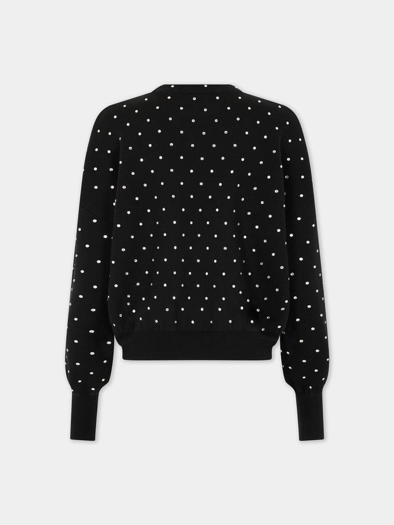 BLACK CRYSTAL-EMBELLISHED SWEATER IN WOOL Product Image