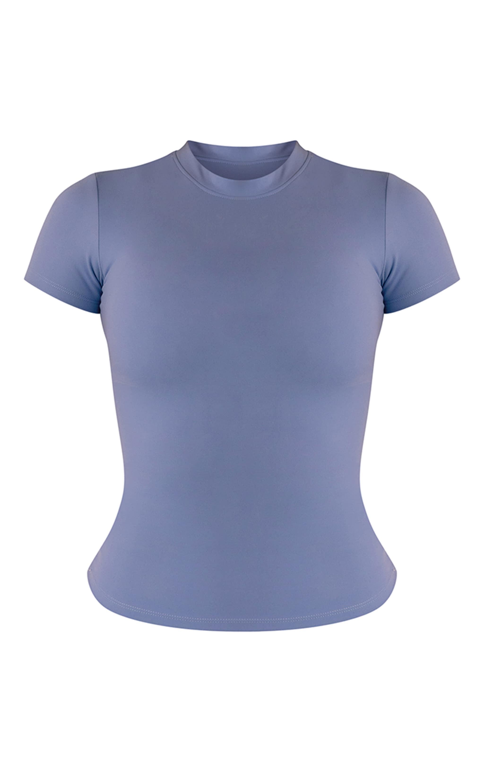 Light Blue Snatched Sculpt Short Sleeve T Shirt Product Image