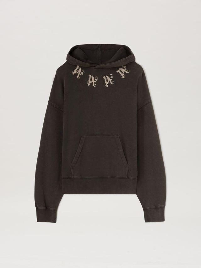 Statement monogram Hoodie in grey  - Palm Angels® Official  Product Image