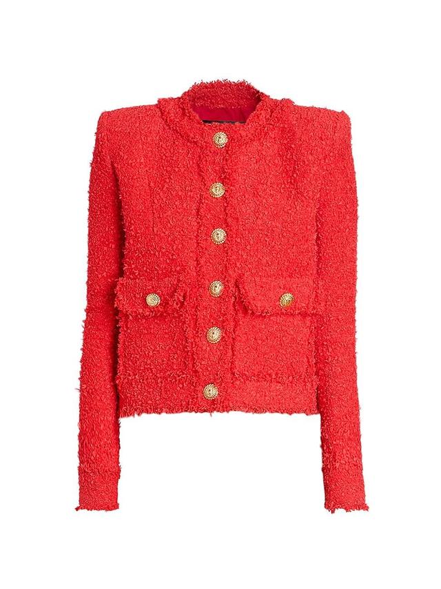 Womens Tweed Boucl Collarless Jacket Product Image