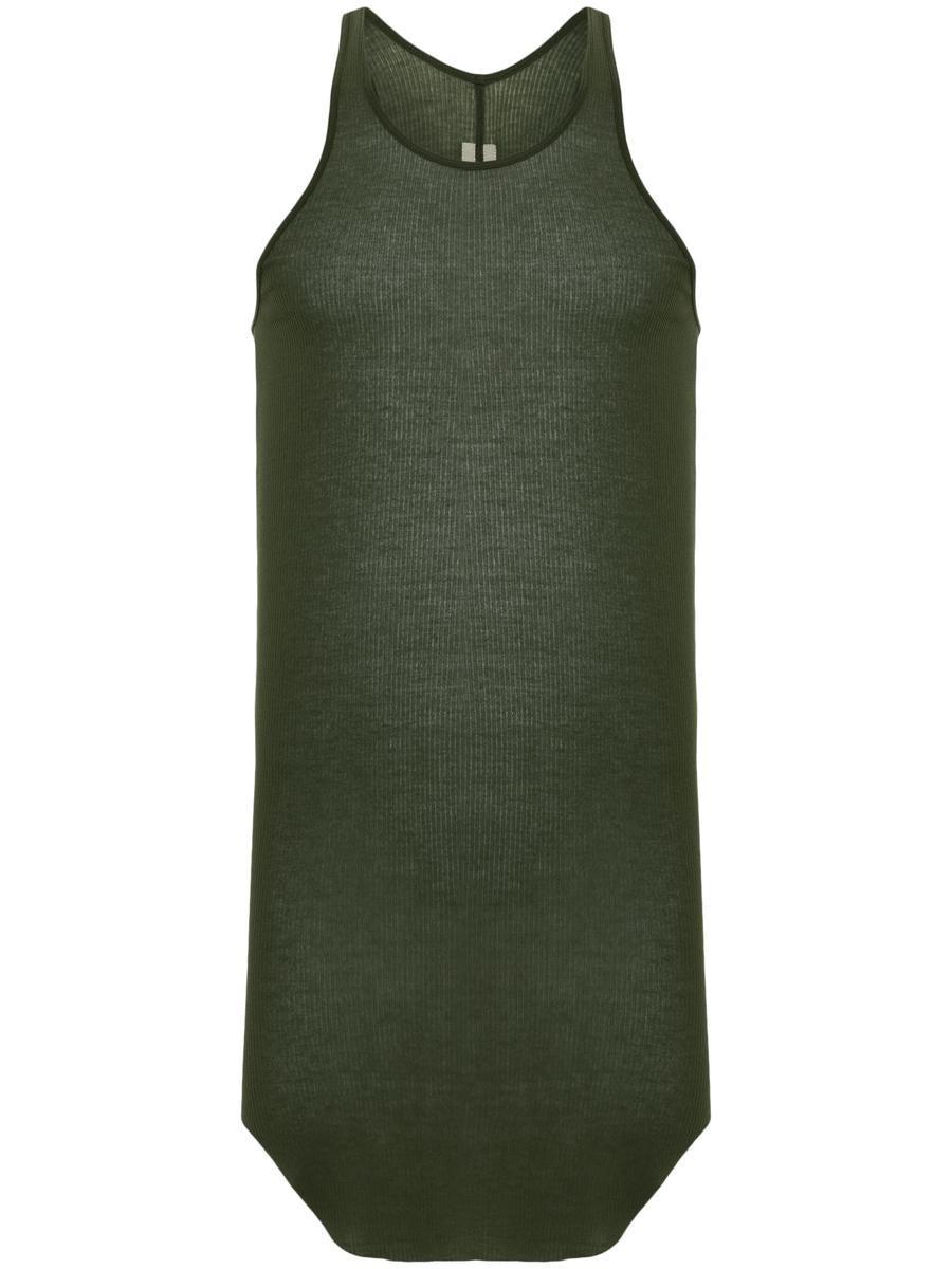 Basic Fine-ribbed Tank Top In Green Product Image