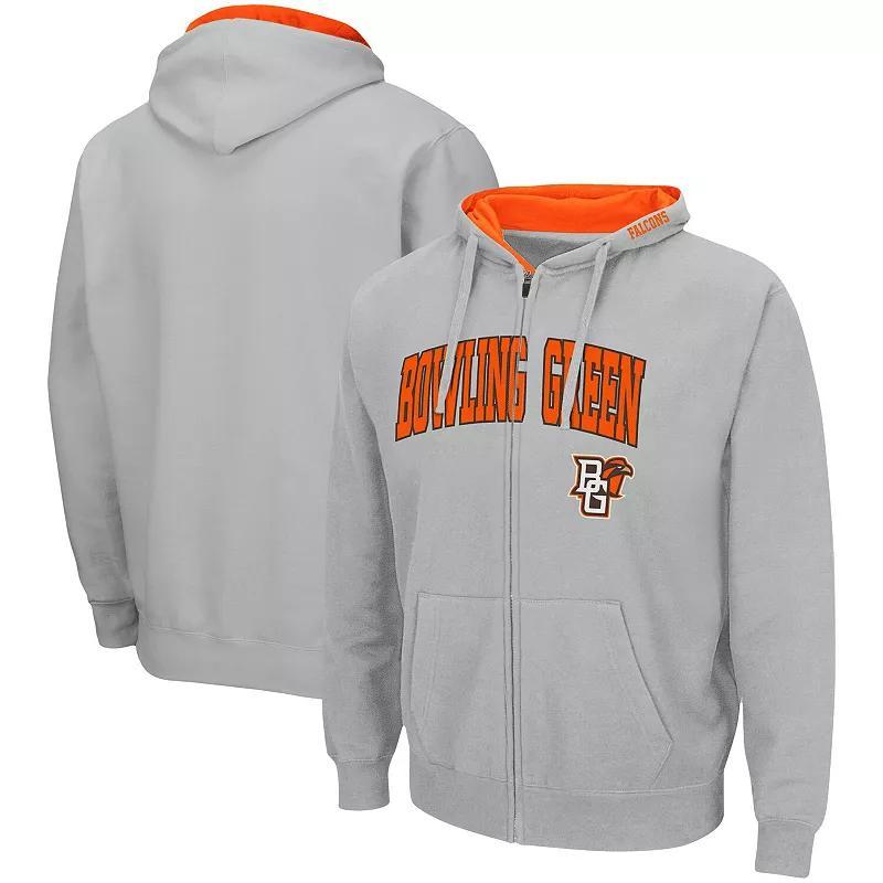 Mens Colosseum Gray Bowling Green St. Falcons Arch & Logo 3.0 Full-Zip Hoodie Product Image