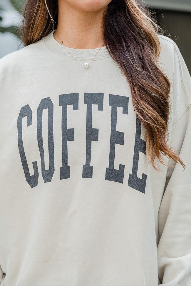 Coffee Block Light Tan Oversized Graphic Sweatshirt Product Image