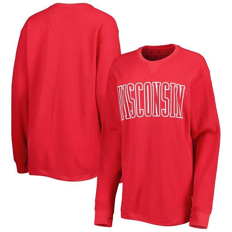 Womens Pressbox Wisconsin Badgers Surf Plus Size Southlawn Waffle-Knit Thermal Tri-Blend Long Sleeve T-Shirt Product Image