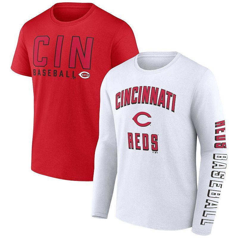 Mens Fanatics Branded Red/White Cincinnati Reds Two-Pack Combo T-Shirt Set Product Image