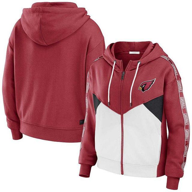 Womens WEAR by Erin Andrews Cardinal/White Arizona Cardinals Color-Block Full-Zip Hoodie Product Image