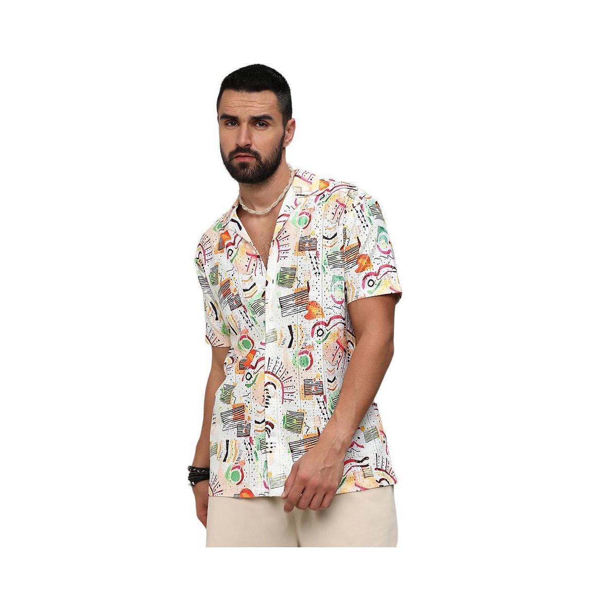 Campus Sutra Mens Multicolour Mesh Graphic Shirt Product Image