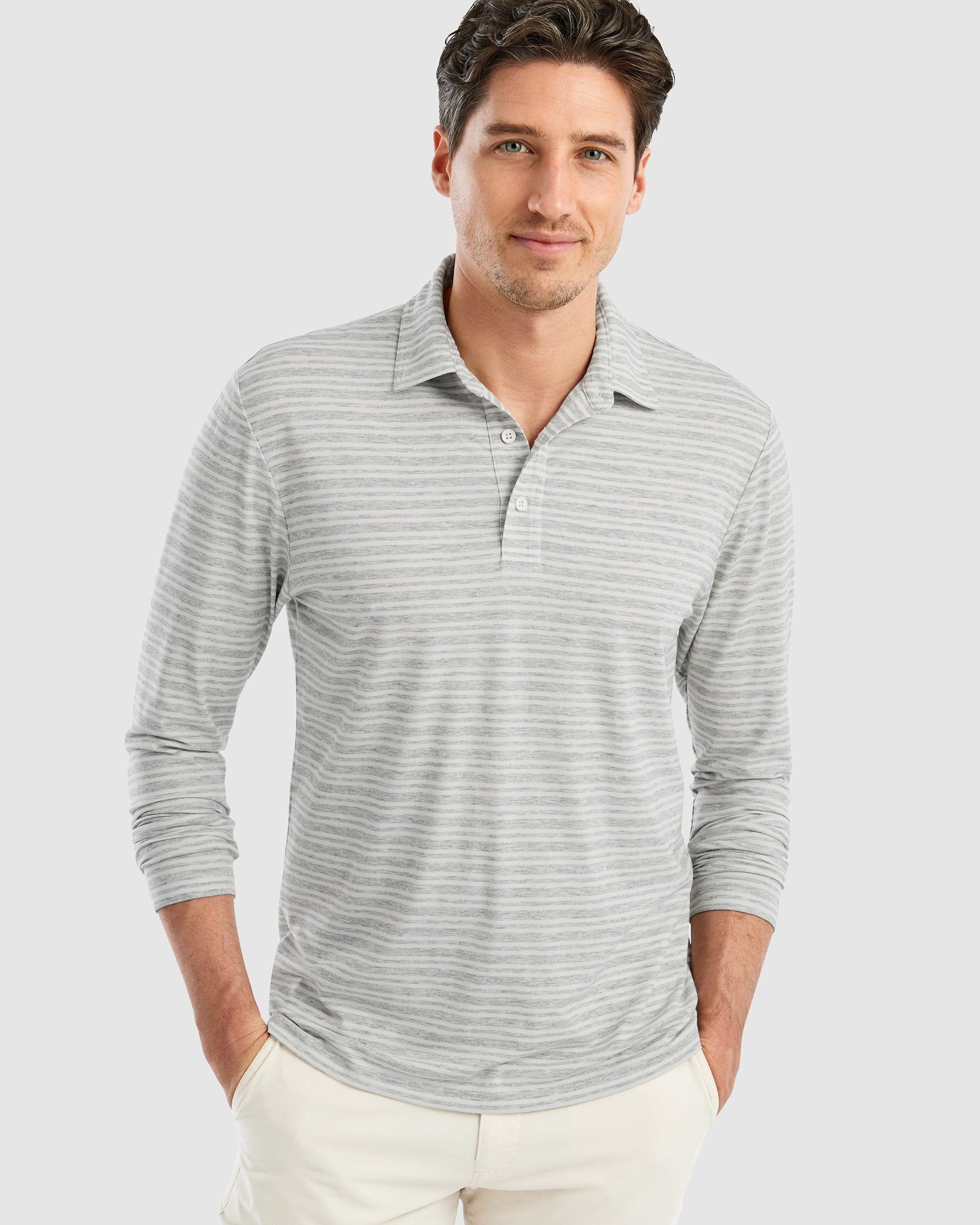 Brannen Striped Long Sleeve Polo Male Product Image