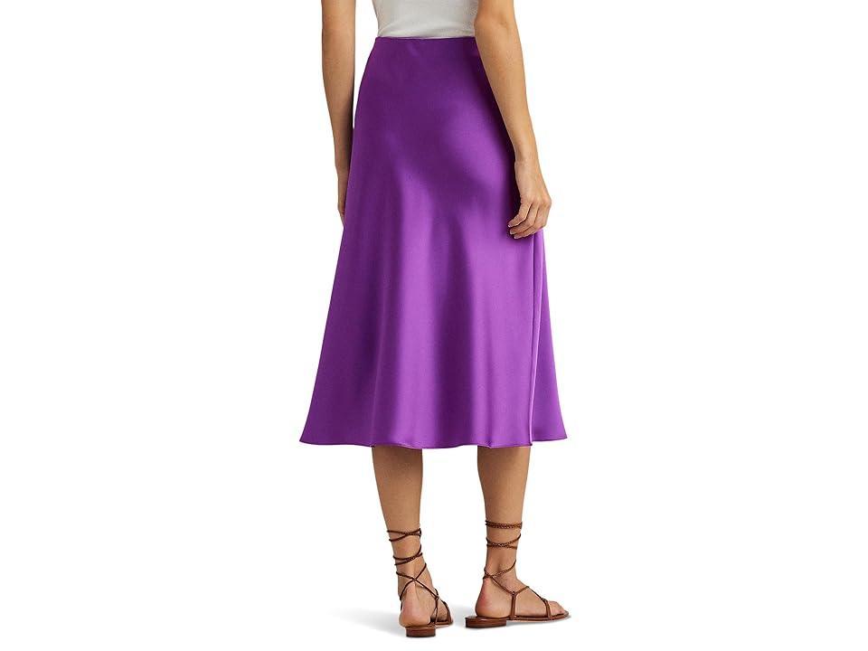 LAUREN Ralph Lauren Satin Charmeuse Midi Skirt (Purple Jasper) Women's Skirt Product Image