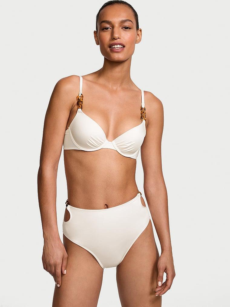 Chain-Link High-Waist Full-Coverage Bikini Bottom Product Image